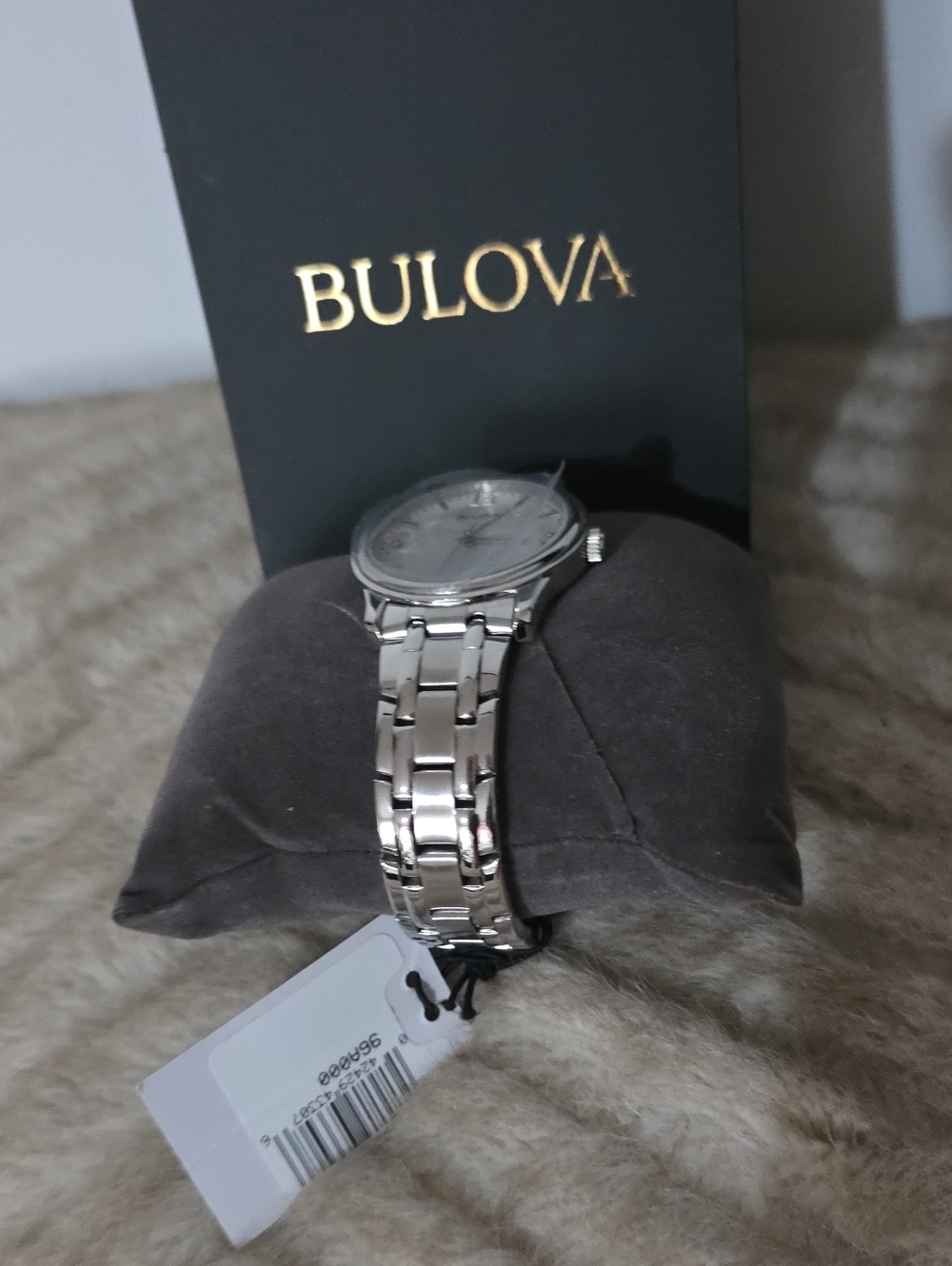 Bulova Silver Men's Stainless Steel Link Watch with White Dial